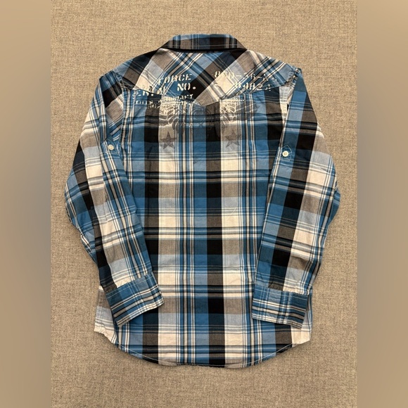 Helix Blue and Black Plaid Button Down Long Sleeve Dress Shirt 0093 - Picture 6 of 7